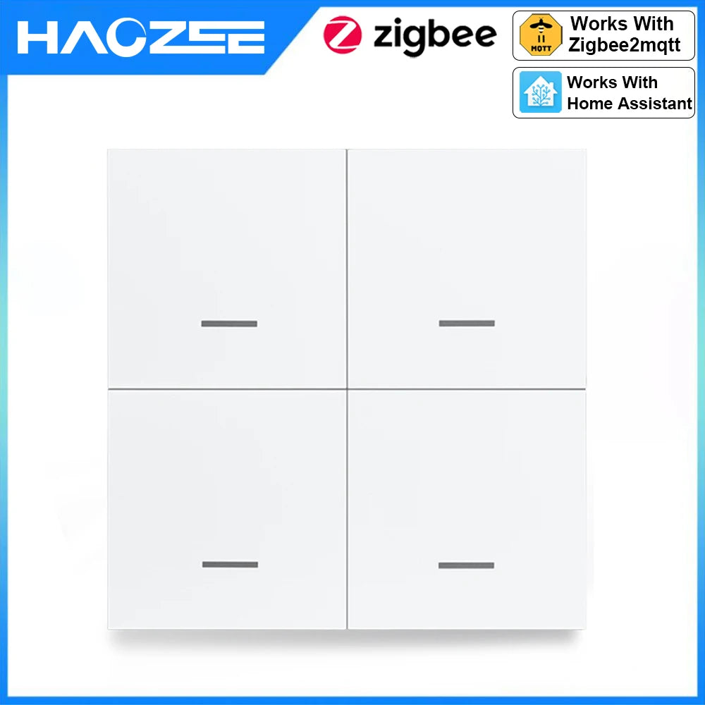 Smart ZigBee Switch 4 Gang Scenario 12 Scene Switch Push Button Controller Support DeCONZ Zigbee2mqtt Home Assistant