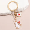 Mini Heart Balloon Cat Keychain Lovely Enamel Kitten Keyring For Women Men Handbag Decor Jewelry Car Keys Accessories Gift