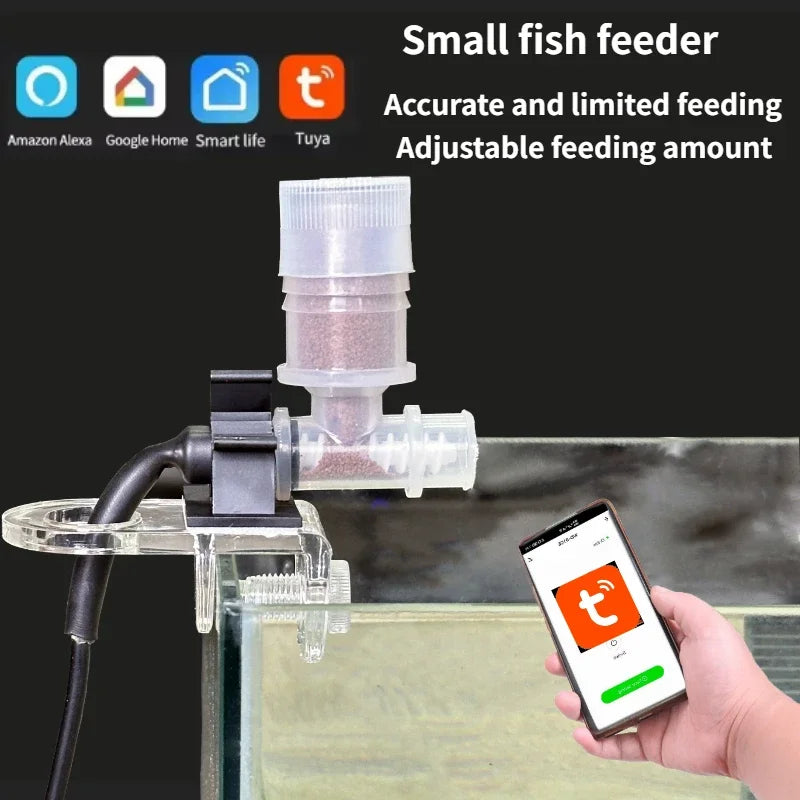 Automatic Fish Feeder - WiFi Smart Feeder for Aquarium, Timed Remote Control Fish Tank Food Dispenser Fish Shrimp Feeding
