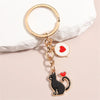 Mini Heart Balloon Cat Keychain Lovely Enamel Kitten Keyring For Women Men Handbag Decor Jewelry Car Keys Accessories Gift