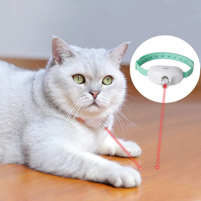 Smart Laser Tease Cat Collar Electric USB Rechargeable Pointer Kitten Automatic Toys Interactive Training Pet Accessories Goods