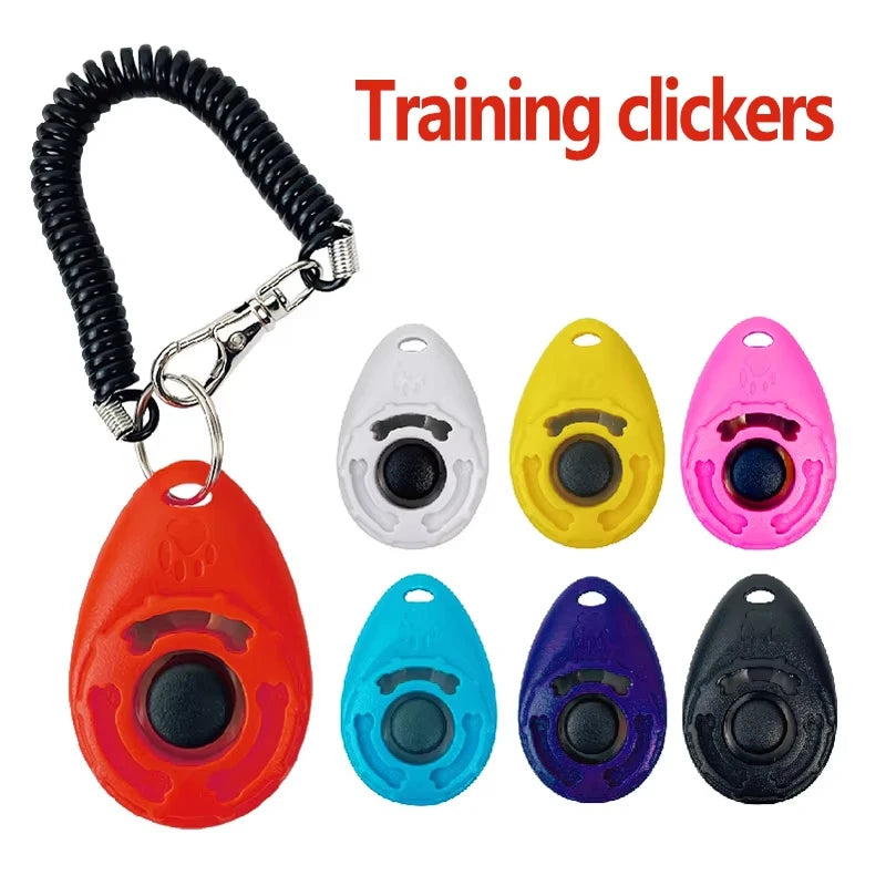 Dog Training Clicker Aid Adjustable WristStrap Sound Plastic Pet Cat Click Trainer Key Chain Dog Repeller Dog Supplies ﻿
