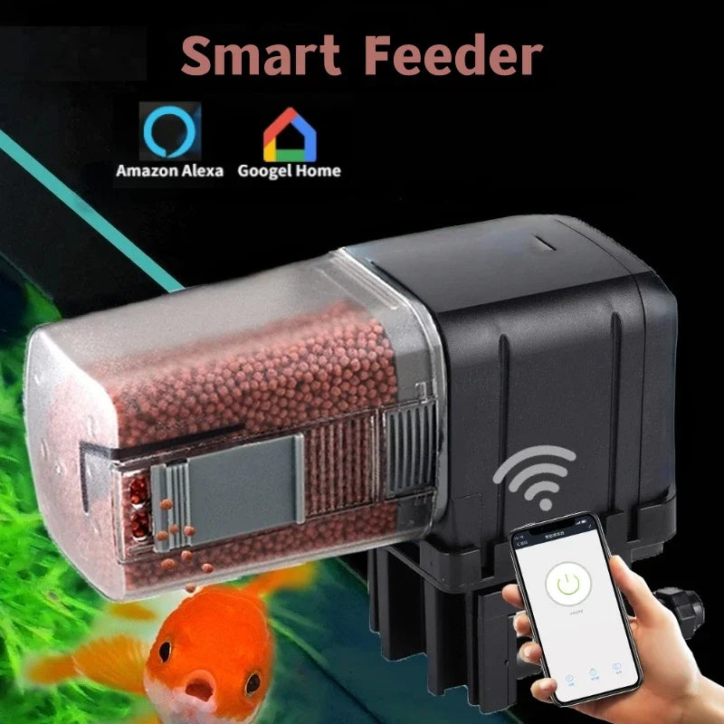 WiFi Fish Feeder Smart Home Wireless Aquarium Feeder Mobile Control Voice Remote Timer Automatic Fish Feeding Device