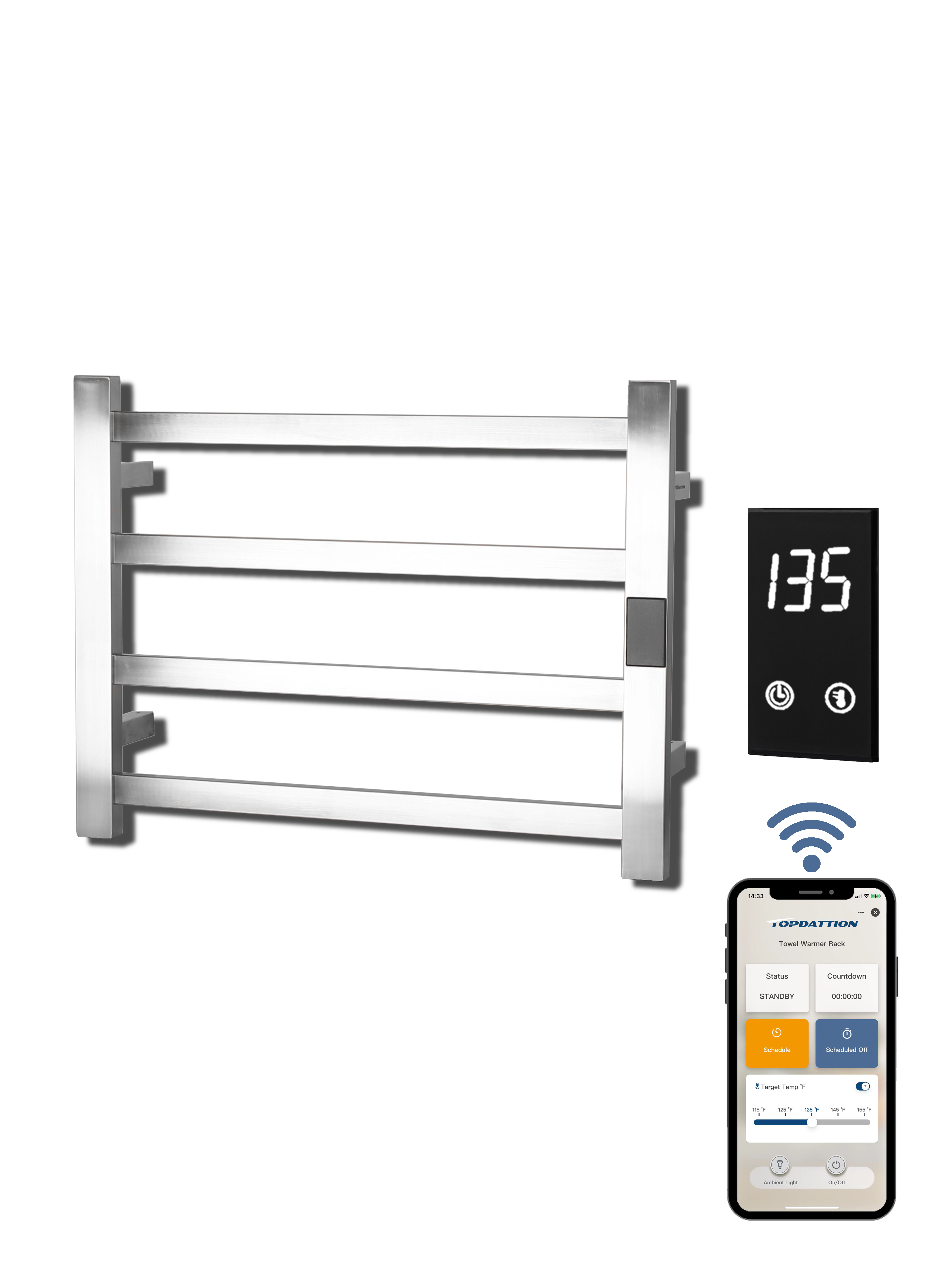 WiFi 4Bar |Smart Wireless Electric Towel Warmer | Blade Thin 4 Bar Design | Alexa & Google Home Compatible