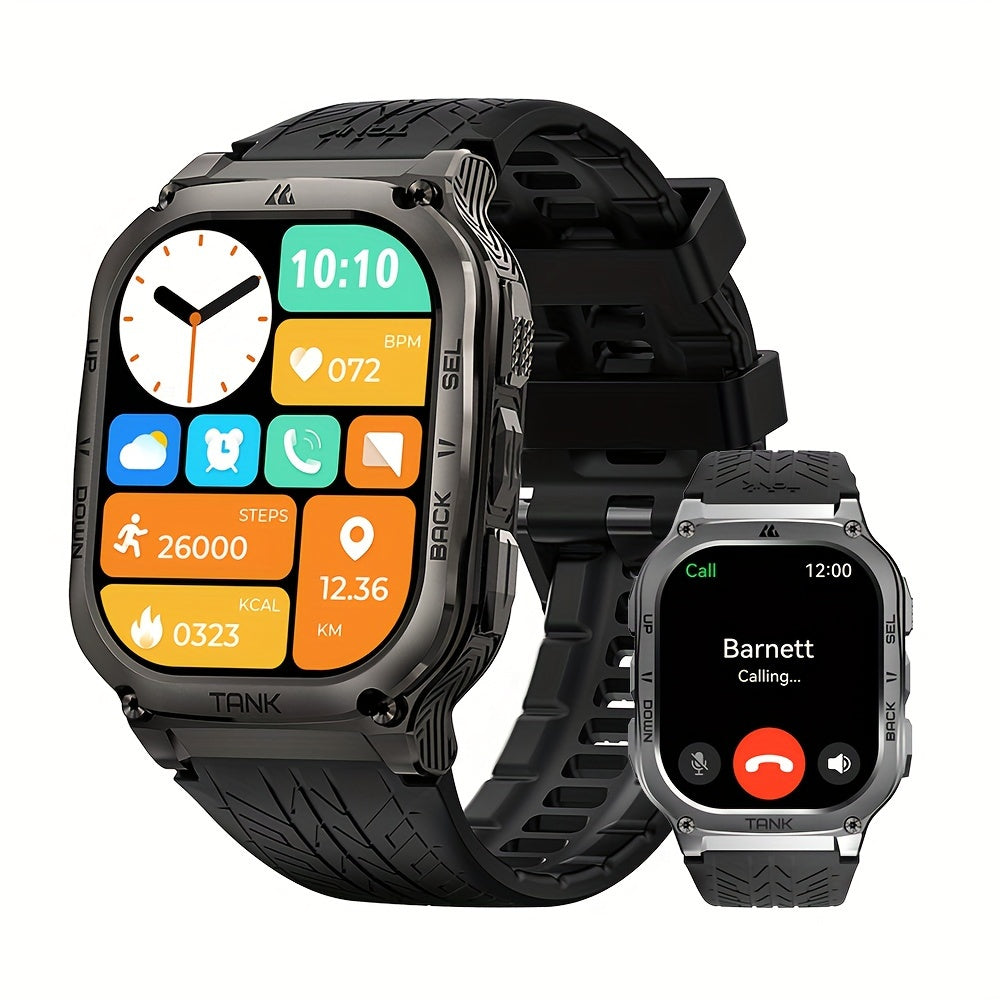 KOSPET TANK M3 Smart Watch Men 480mAh 60Days Extra-Long Battery Full Metal Digital Smartwatch Wireless Make Answer Call 5ATM IP69K Waterproof 1.96" AMOLED Screen Always On Display AI Assistant 170+ Sport Modes 6 Smart Recogni