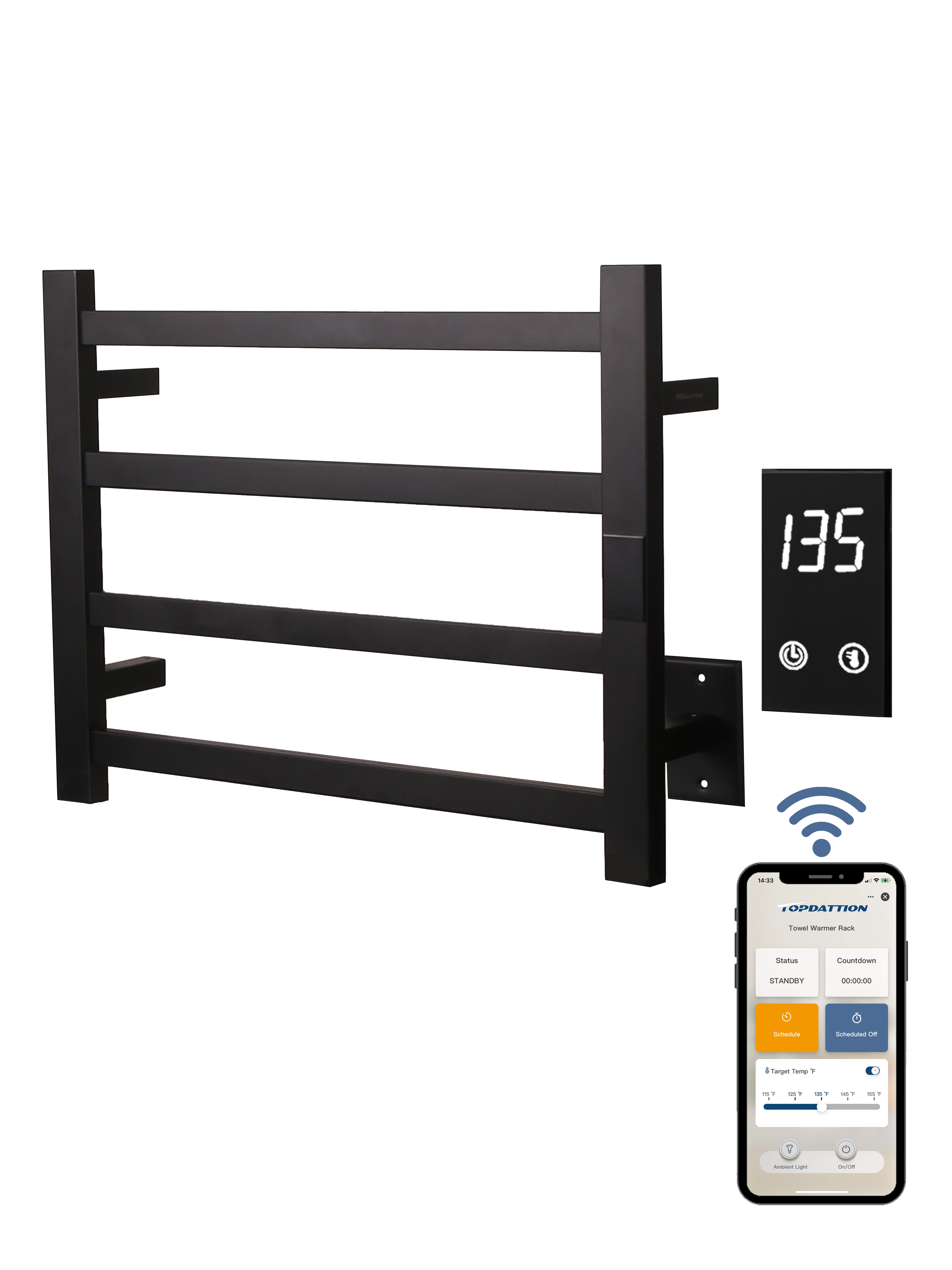 WiFi 4Bar |Smart Wireless Electric Towel Warmer | Blade Thin 4 Bar Design | Alexa & Google Home Compatible